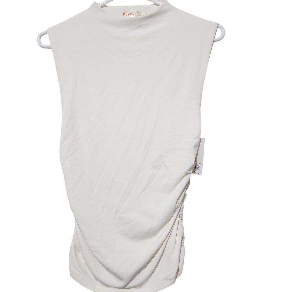 Intempo Sleeveless Top Womens Size Small Ivory Color Draped Top